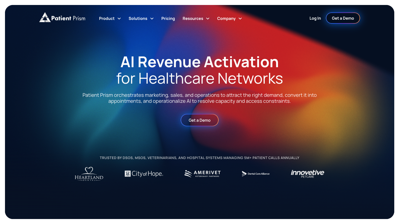 Patient Prism redesigned homepage